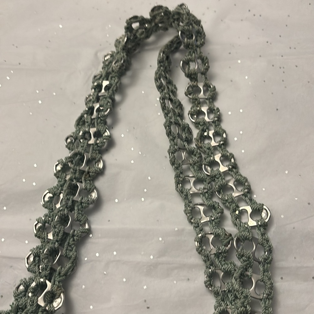 Handmade Light Teal Recycled Tab Crochet Shoulder - Picture 2 of 4
